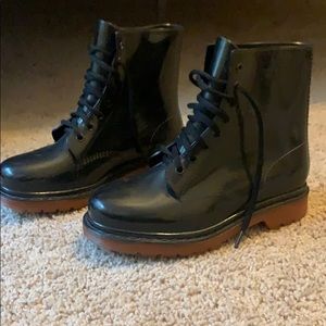 Black rubber boots